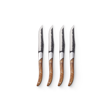Bowls and Dishes Moments Steakmessen Forged Olijfhout set van 4