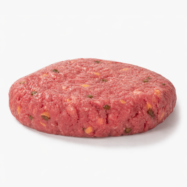 Home Made Texas Hamburger Cheddar/Groene Jalapeño Grain Fed 180 gram