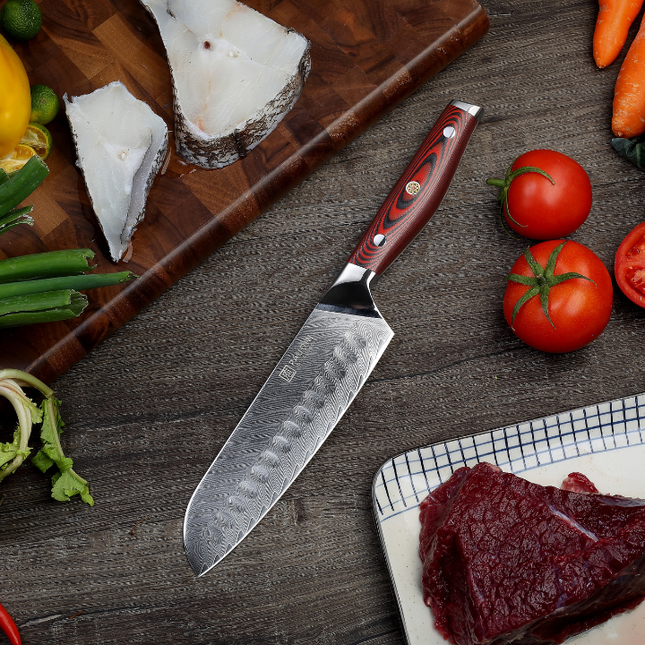 Paudin Paudin Plume Luxe Damascus Santoku Mes 17,5 cm