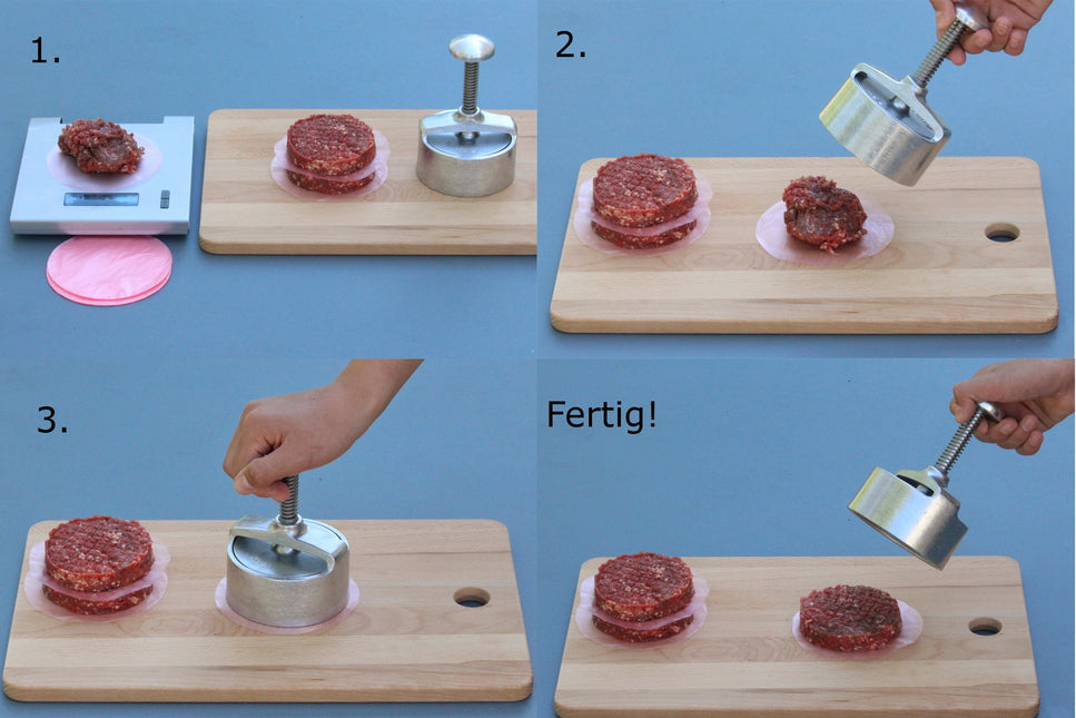 Vuur & Rook RVS Hamburgerpers met Structuurblad Ø 85mm
