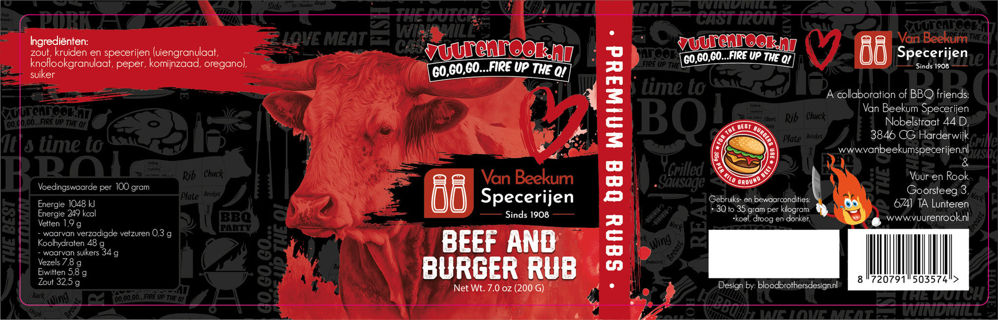 Vuur & Rook Sorry We Lost The Date... Vuur&Rook Beef And Burger Rub 200 gram