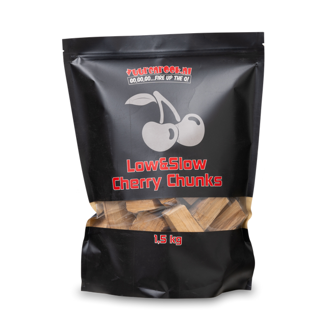 Vuur & Rook Transport Damage: Vuur&Rook Low&Slow Kersen Chunks 1,5 kg