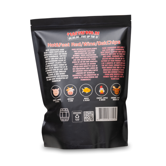 Vuur & Rook Vuur&Rook Low&Slow Rode Wijn / Eiken Chunks 1,5 kg