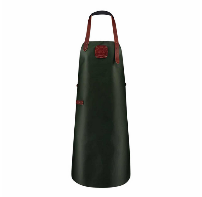 Vuur & Rook Witloft Green/Cognac Leren Schort Classic Collection