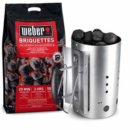 Weber Weber Briketten Pillow Shape 8 kg + Bruzzzler Stalen Brikettenstarter 4 kilo