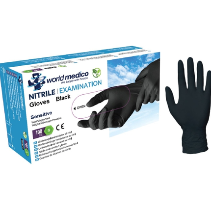 World Medico World Medico Nitril Handschoenen Xtra Strong Zwart 100 stuks XLarge